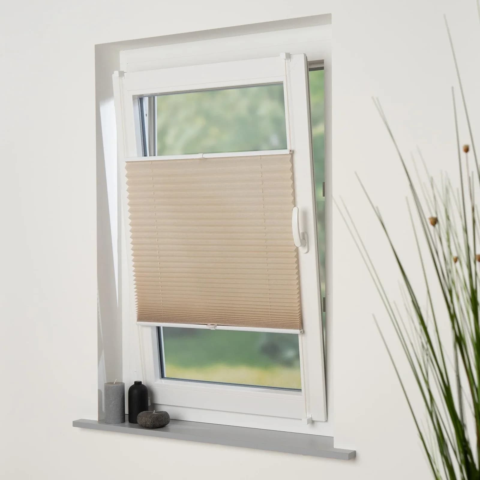 LIEDECO Klemmfix-Plissee Easy Sand Vliesstoff