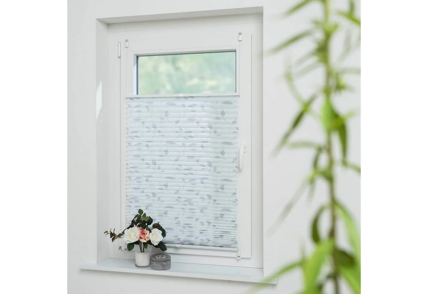 LIEDECO Plissee Blätter Grau Klemmfix Modern - Bild 3