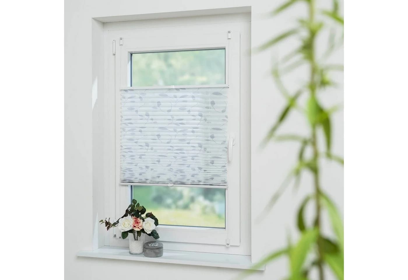 LIEDECO Plissee Blätter Grau Klemmfix Modern - Bild 4