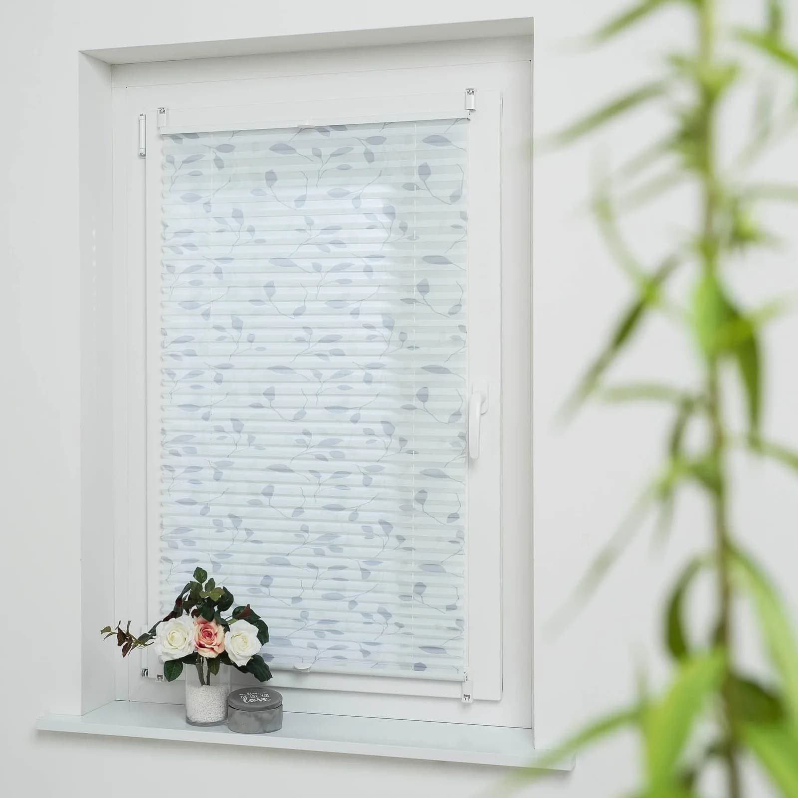 LIEDECO Plissee Blätter Grau Klemmfix Modern - Bild 5