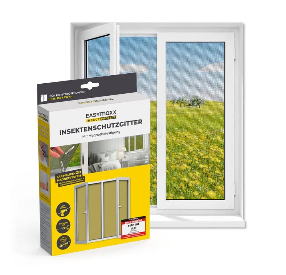 EASYmaxx Moskitonetz Schwarz 150x130cm mit Magnetbefestigung - Bild 2