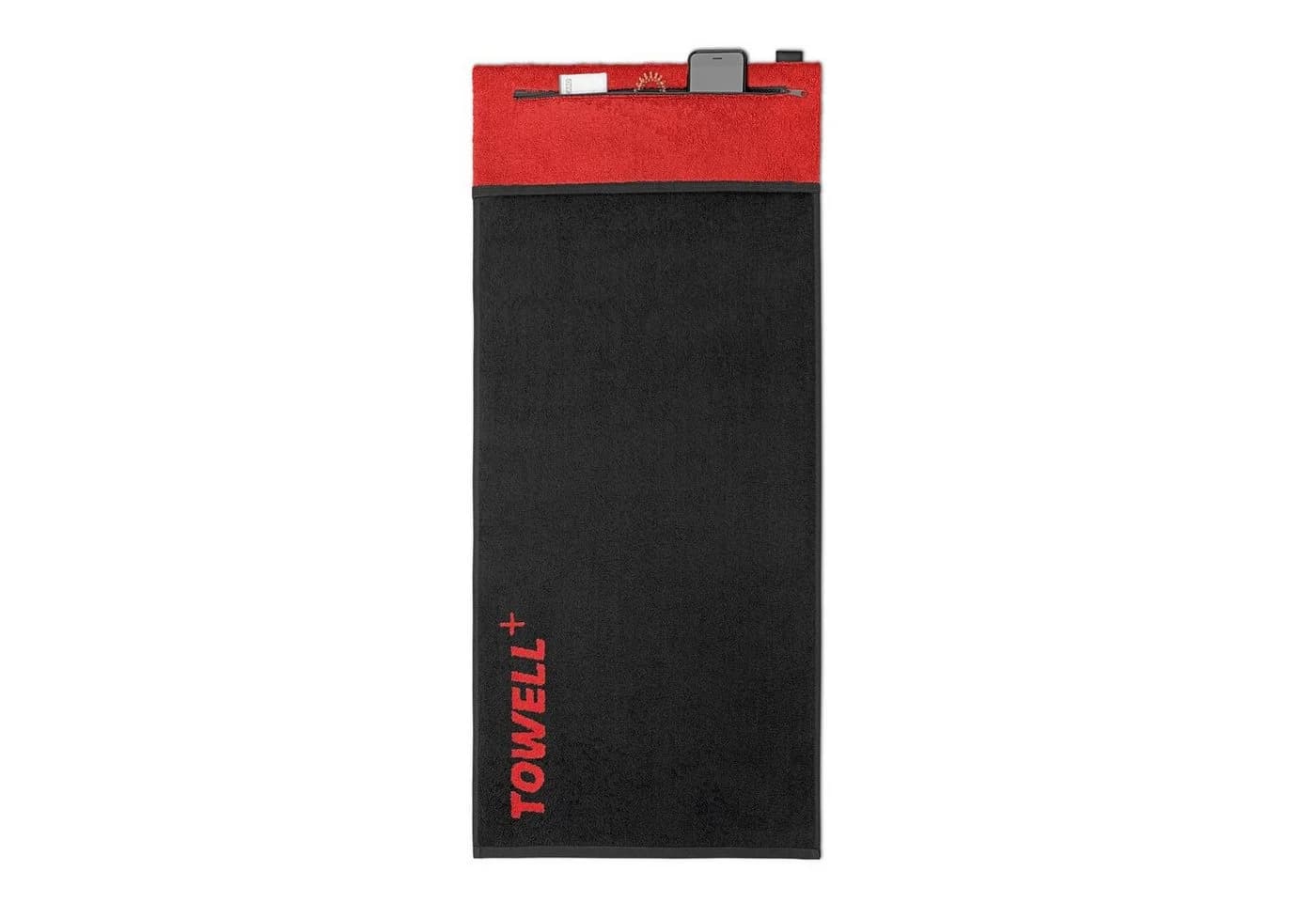 Stryve Sporthandtuch Towell + mit Tasche und Magnetclip Rot/Schwarz