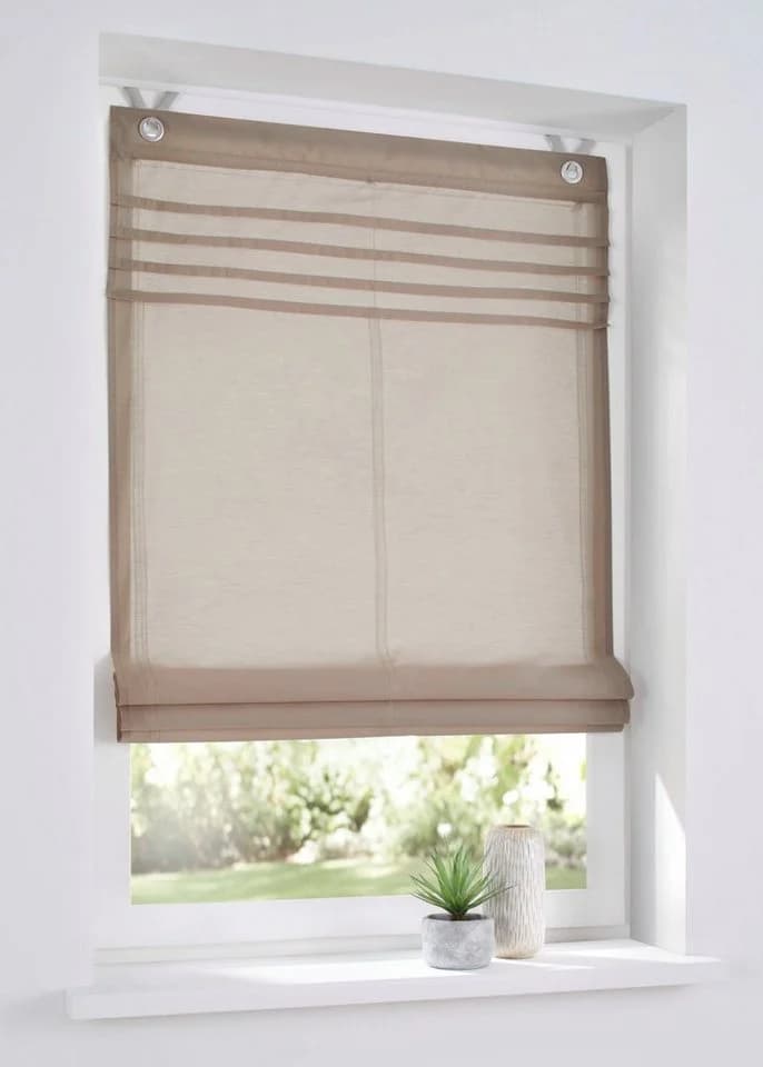KUTTI Raffrollo Kessy Biese Beige Halbtransparent Hakenaufhängung