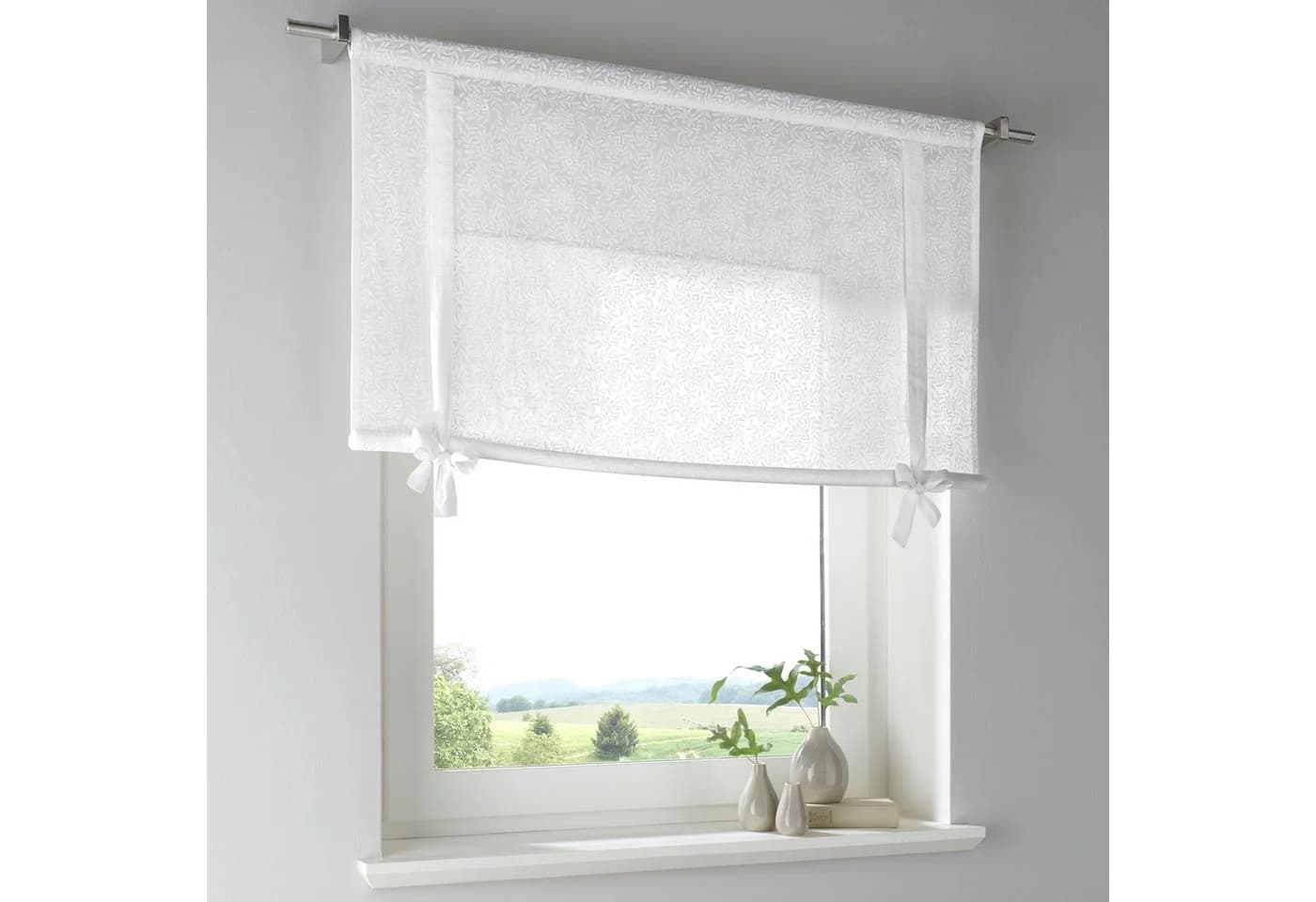 HEINE HOME Raffrollo Weiß Baumwoll-Voile mit Schleifen - Bild 2