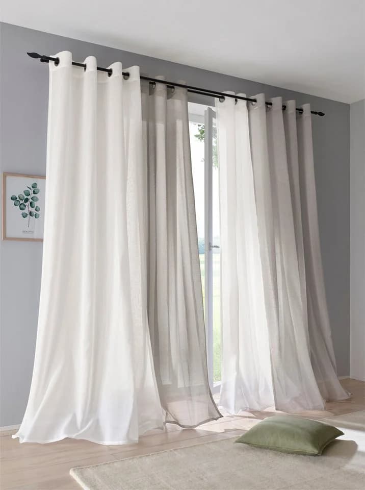 HEINE HOME Gardine Beige 135x145cm Polyester Leinen-Optik