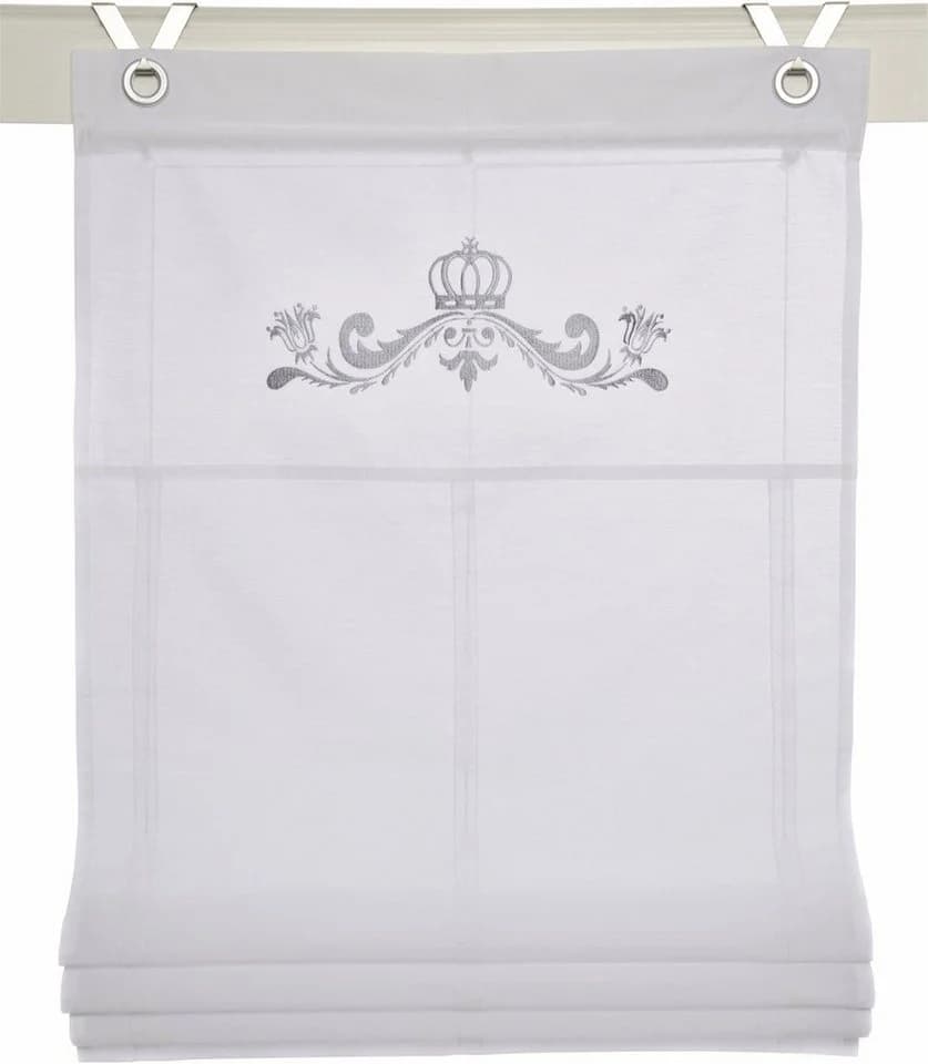 HEINE HOME Raffrollo Kessy Crown Weiß Silber Bestickt - Bild 2