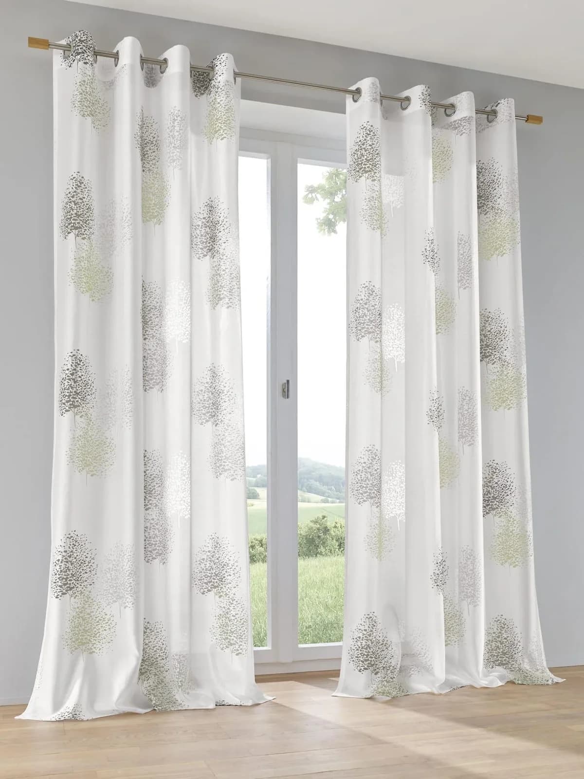 Kutti Vorhang Belinda Gr. 1 Weiß/Grün Ausbrenner Polyester