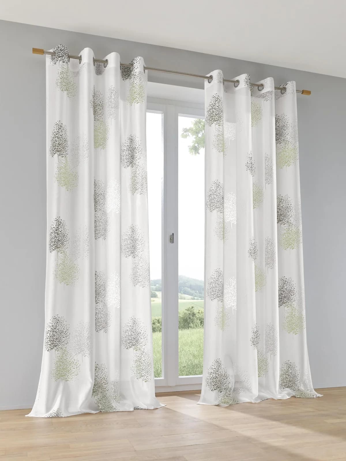 Kutti Vorhang Belinda Gr. 1 Weiß/Grün Ausbrenner Polyester - Bild 2