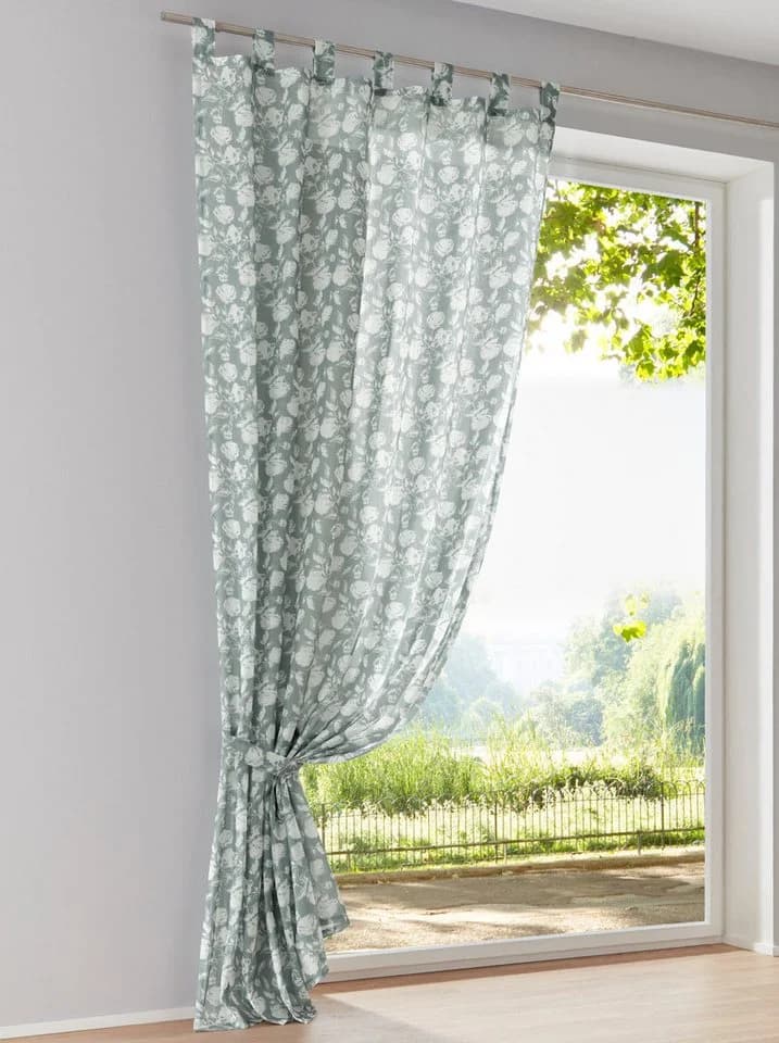 HEINE HOME Gardine salbei-weiß 135x145cm Rosen-Dessin