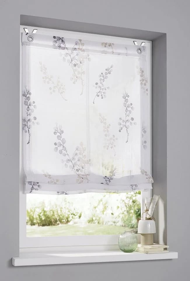 HEINE HOME Raffrollo Danny Grau/Weiß Taupe 45x140cm - Bild 2