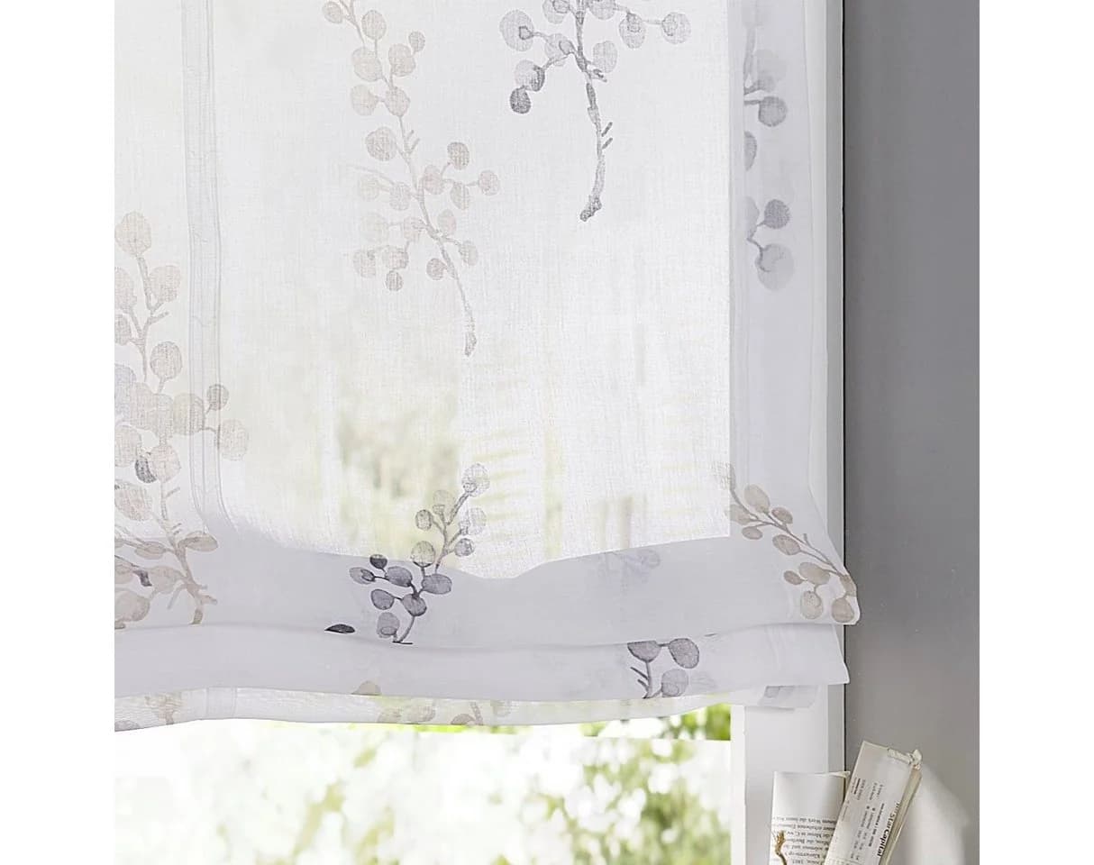 HEINE HOME Raffrollo Danny Grau/Weiß Taupe 45x140cm - Bild 3