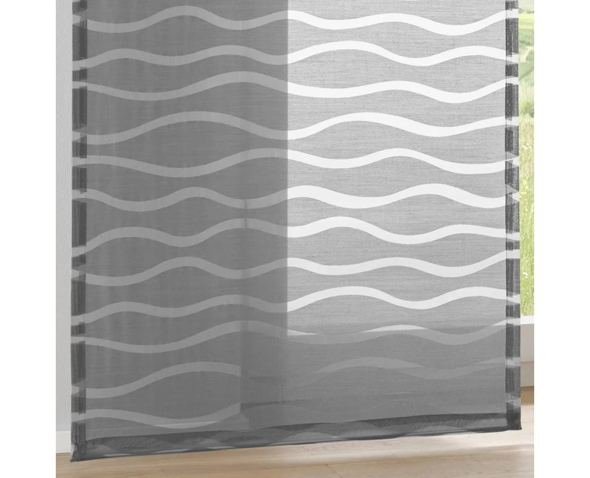KUTTI Schiebegardine Enya Grau Wellen-Design - Bild 3