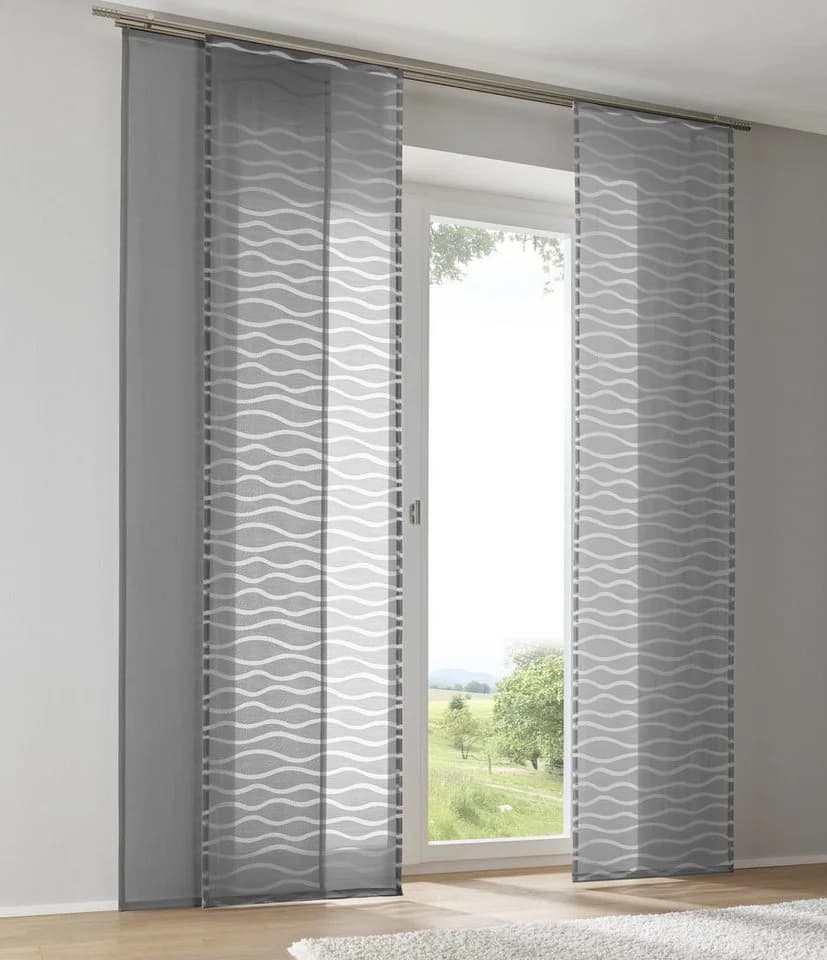 KUTTI Schiebegardine Enya Grau Wellen-Design - Bild 4