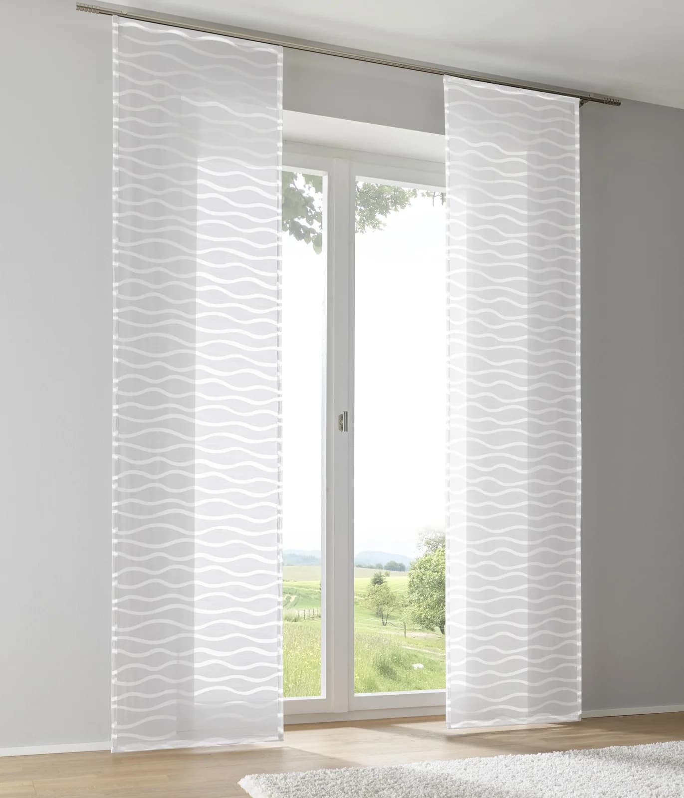 Schiebegardine KUTTI Enya Weiß Ausbrenner Baumwolle Polyester