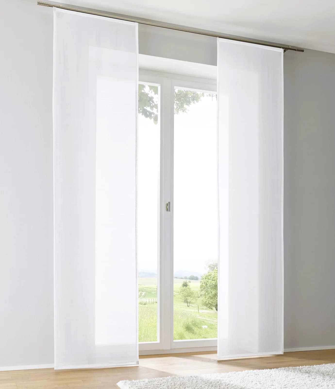 KUTTI Schiebegardine Enya-Uni Gr. 2 Weiß 60x175cm Baumwolle Polyester