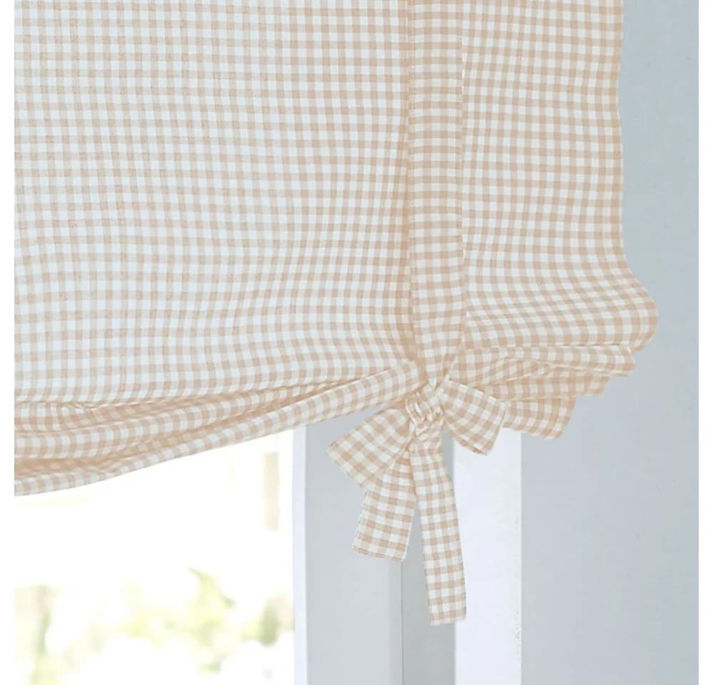 Kutti Bindegardine Cottage Raffgardine Beige Weiß Kariert
