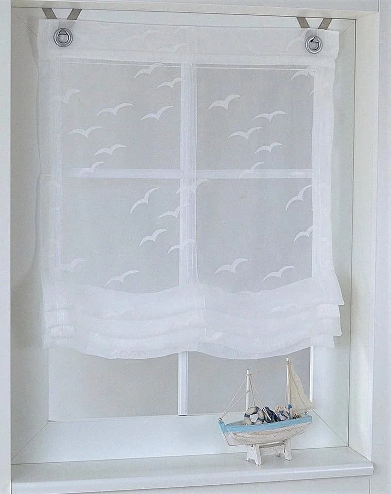 HEINE HOME Raffrollo Seabird Weiß Transparent Maritim Motiv