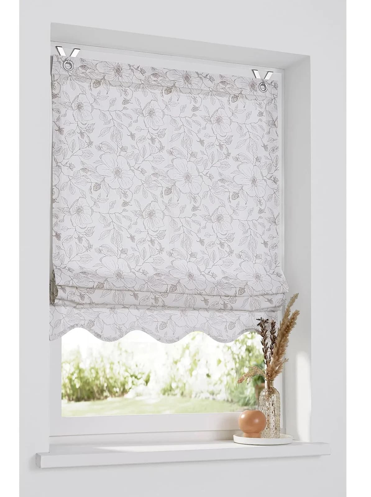 HEINE HOME Raffrollo Finja Beige Weiß Baumwolle Blickdicht