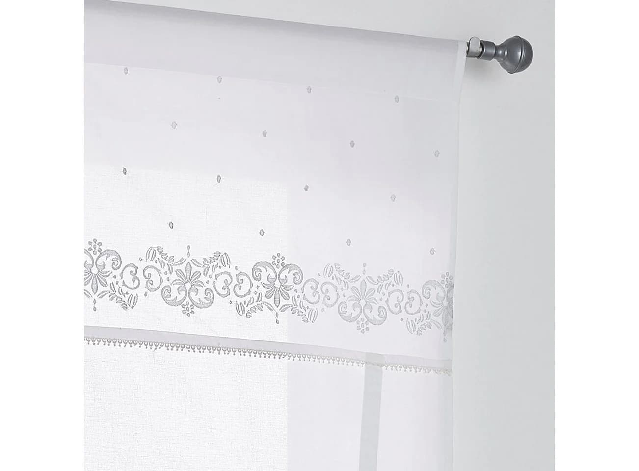 HEINE HOME Raffrollo KUTTI Jolie Grau/Weiß Bestickt Landhausstil