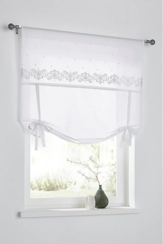HEINE HOME Raffrollo KUTTI Jolie Grau/Weiß Bestickt Landhausstil - Bild 2