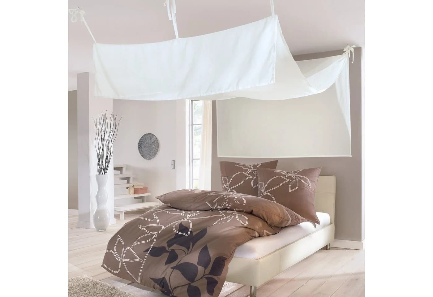 Bettvorhang KUTTI Roma Betthimmel Sanftes Weiß 140cm Baumwolle Polyester - Bild 2