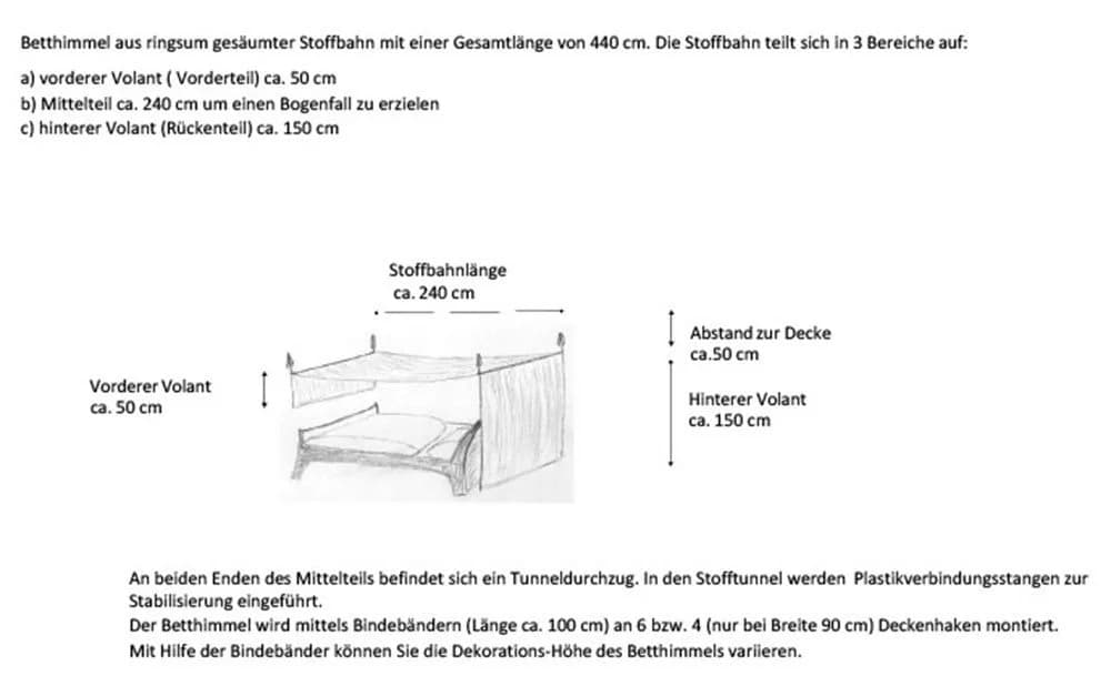 Bettvorhang KUTTI Roma Betthimmel Sanftes Weiß 140cm Baumwolle Polyester - Bild 3