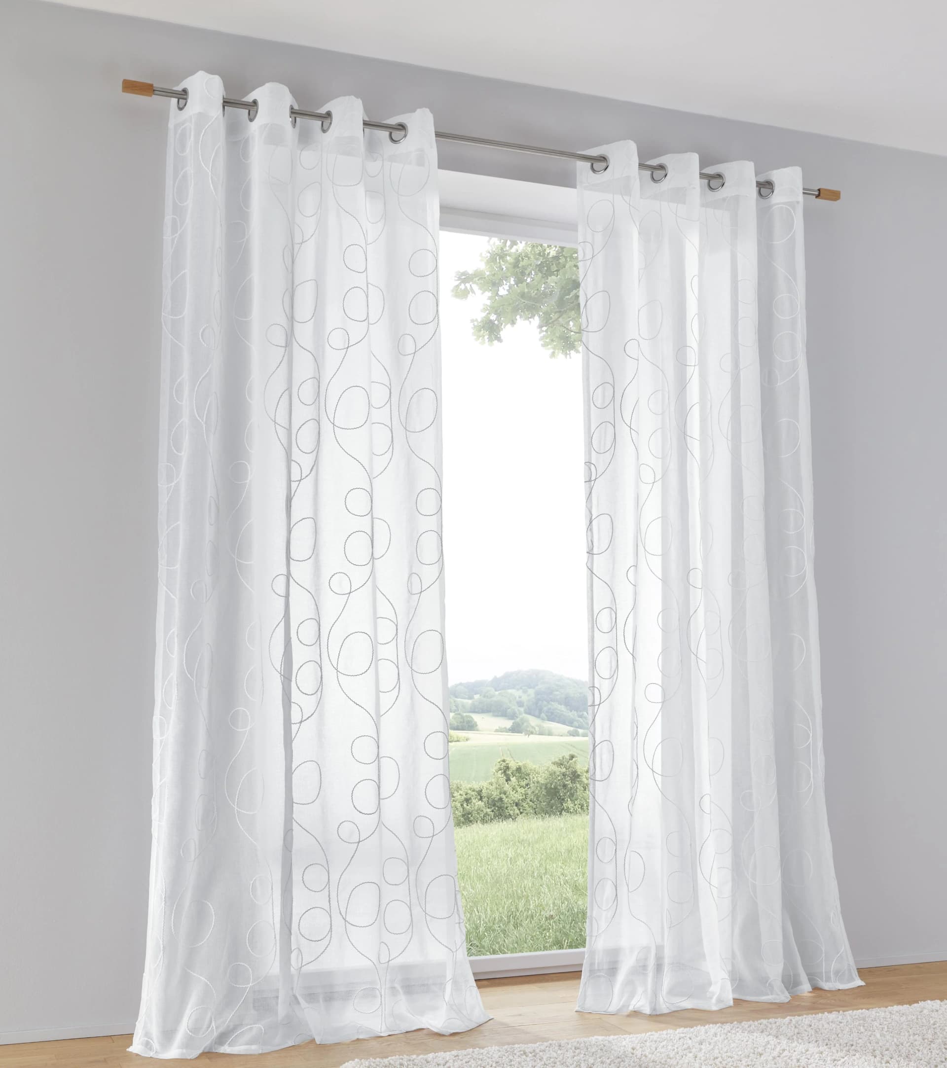 HEINE HOME Vorhang Jasmin Weiß 135x175cm Polyester Bestickt