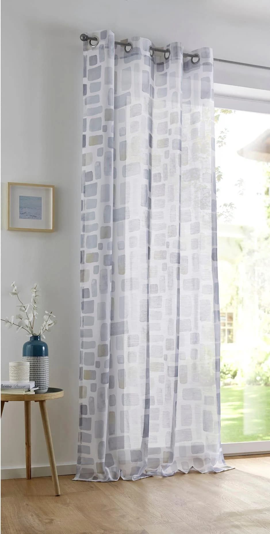 HEINE HOME Gardine Gr. 4 Weiß Grau Taupe Polyester