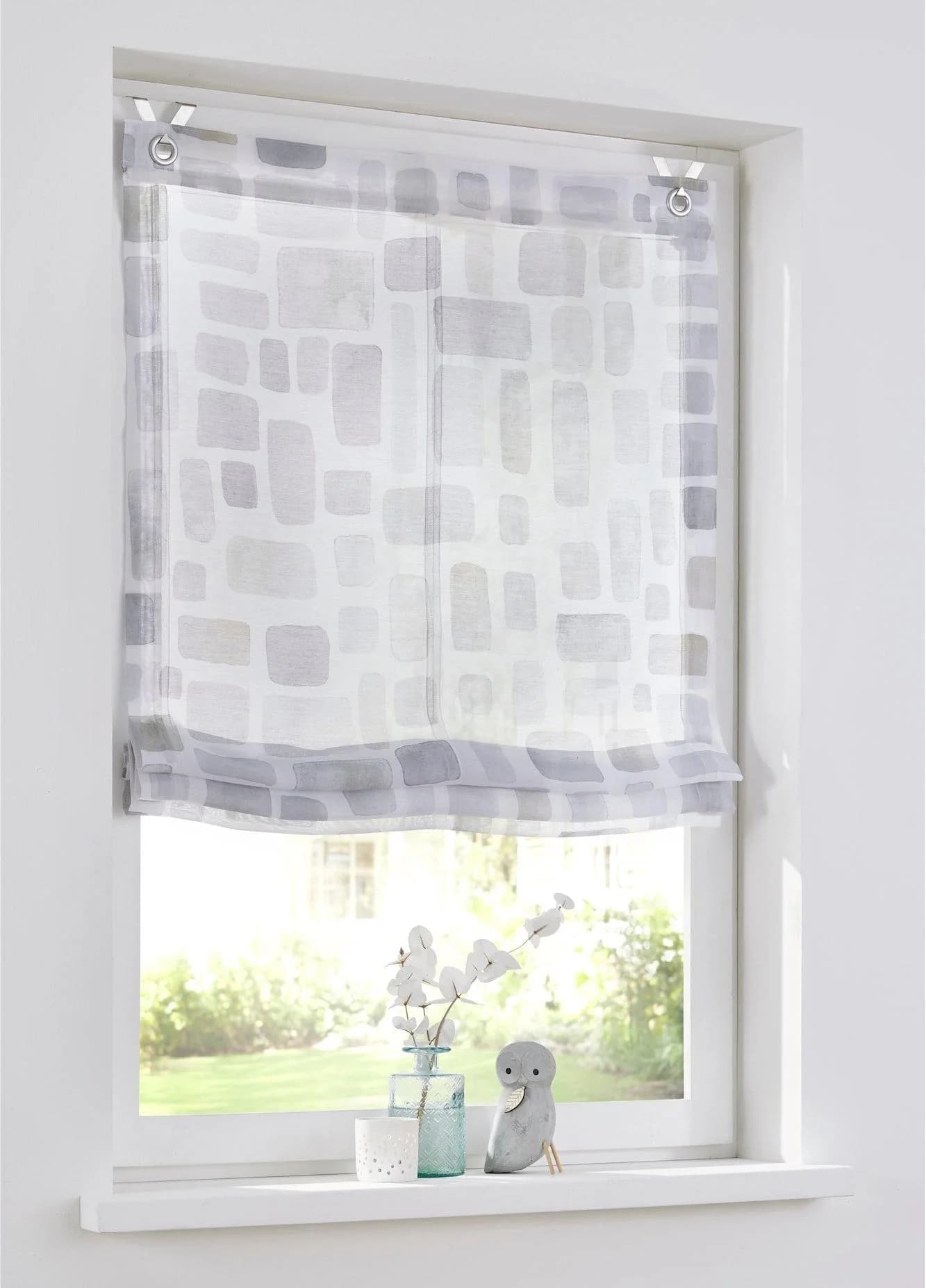 Raffrollo KUTTI Glen Gr. 4 Grau Polyester Aquarell Design