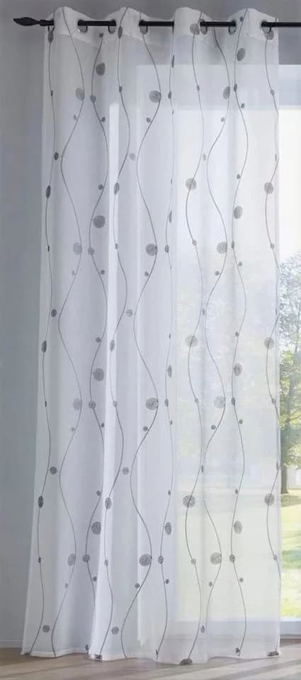 Vorhang KUTTI Nelly Grau Weiß Modern Bestickt Voile - Bild 2
