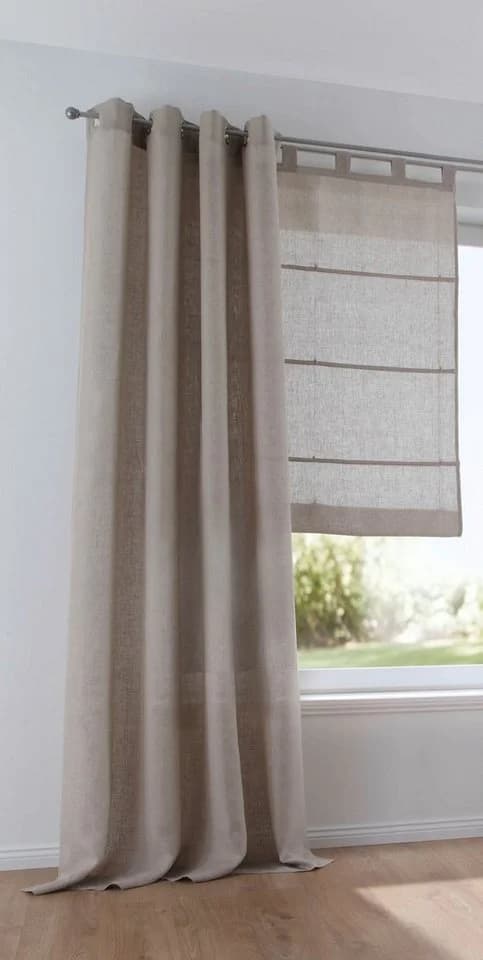 KUTTI Vorhang Metis Leinen Beige Blickdicht Ösen - Bild 2