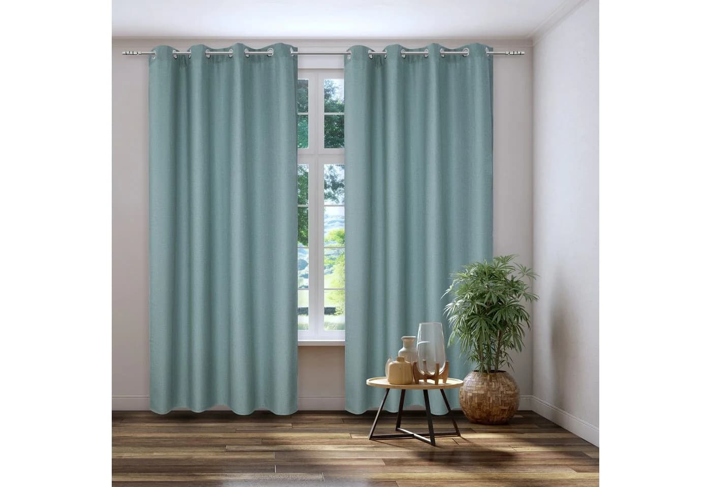 KUTTI Verdunkelungsvorhang Dimout Türkis Uni Polyester - Bild 2