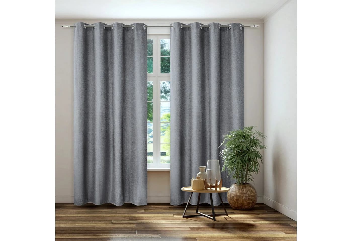 KUTTI Verdunkelungsvorhang Grau Uni 140x145cm Polyester - Bild 2