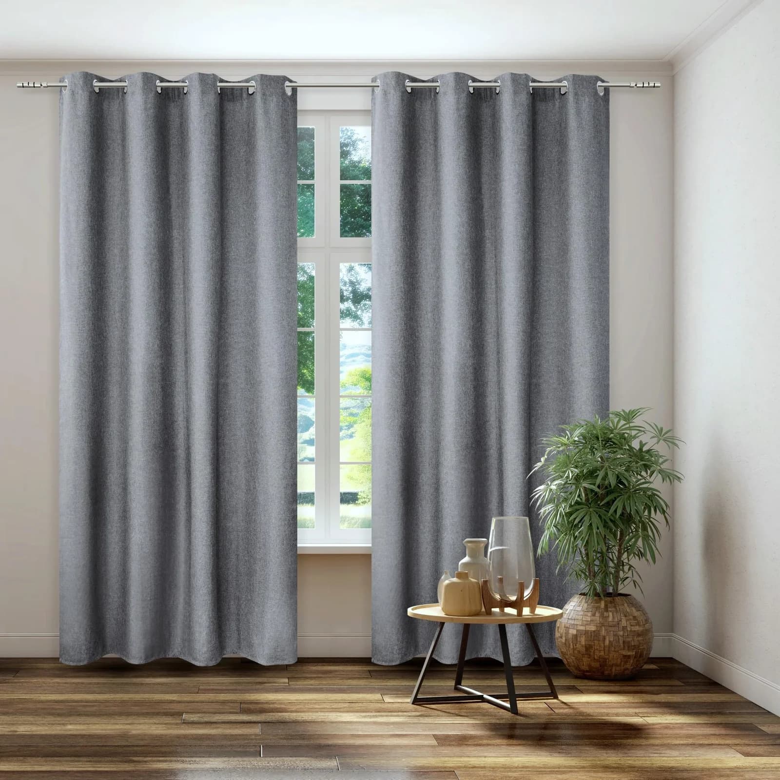 KUTTI Verdunkelungsvorhang Grau Uni 140x145cm Polyester - Bild 5