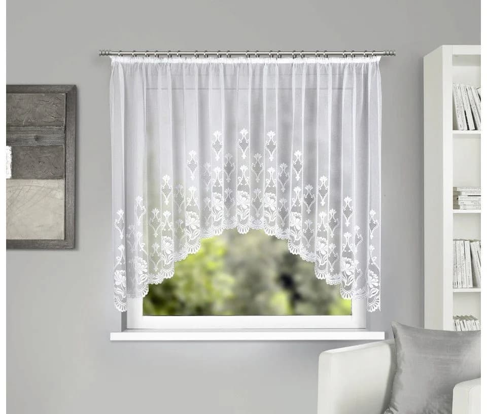 Neusser Collection Bogenstore Weiß Jacquard mit Gardinenband
