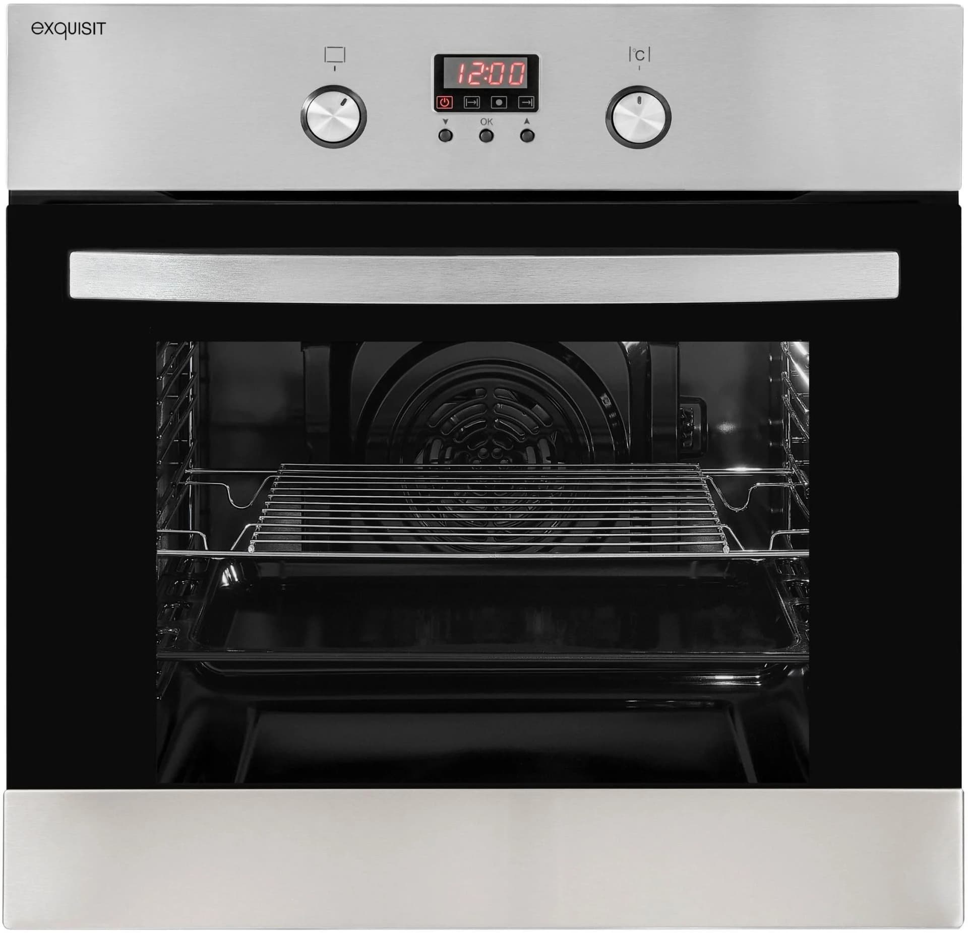 EXQUISIT Backofen EBE 65-1H Silber Heißluft & Pizzastufe