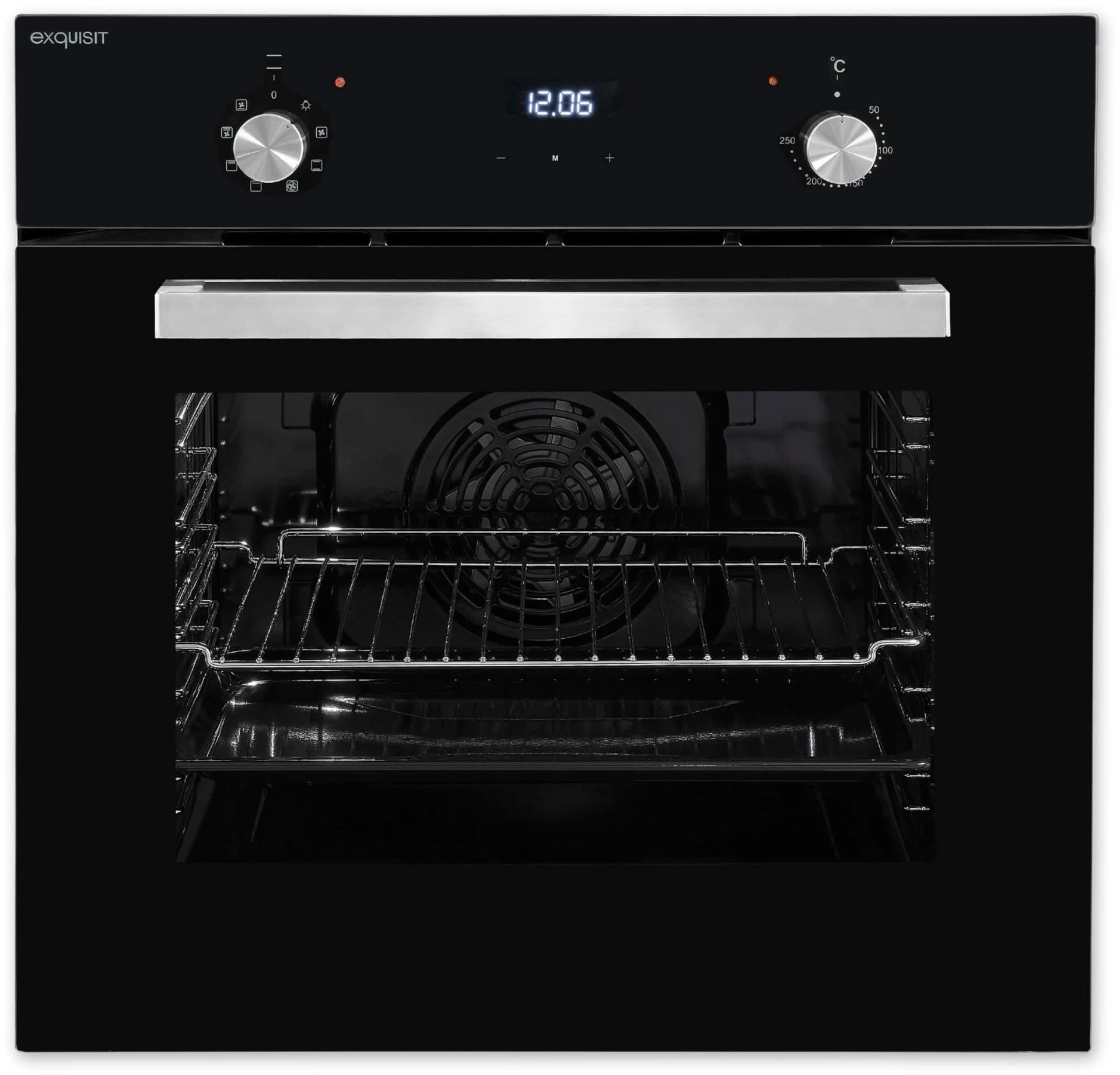 EXQUISIT Einbaubackofen EBE 657-2H sw Schwarz Heißluft & Pizzastufe