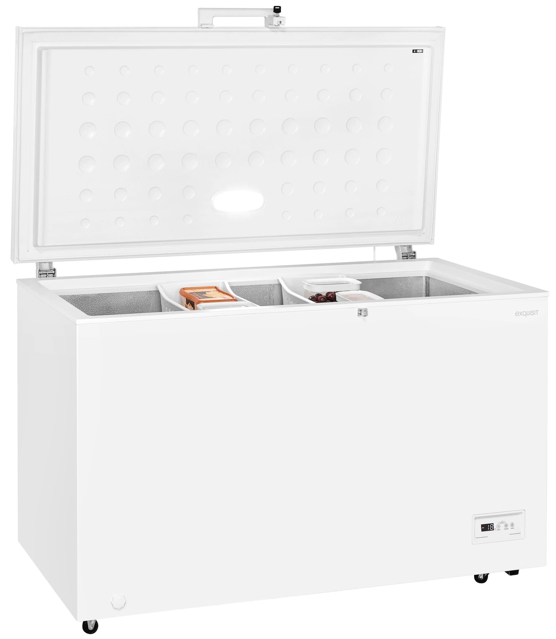 EXQUISIT Gefriertruhe GT400-HE-041E 4-Sterne Weiß LED-Innenbeleuchtung