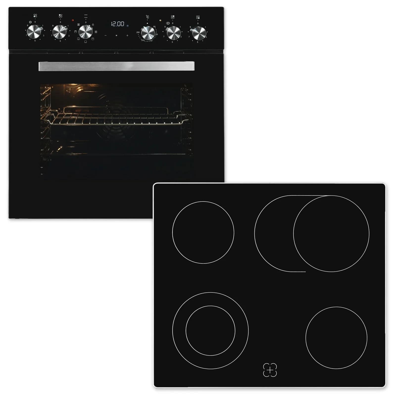 EXQUISIT Elektro-Herd-Set EHE157-UBZ-020 A (A+++-D) Schwarz