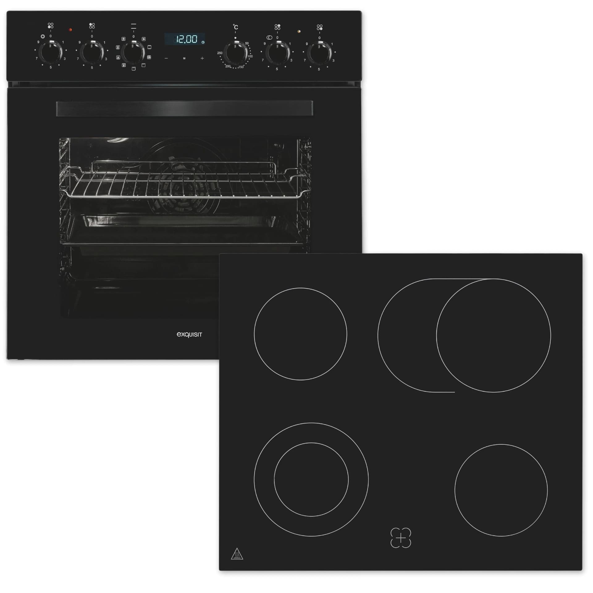 EXQUISIT Elektro-Herd-Set EHE285-HBZ-020 Schwarz