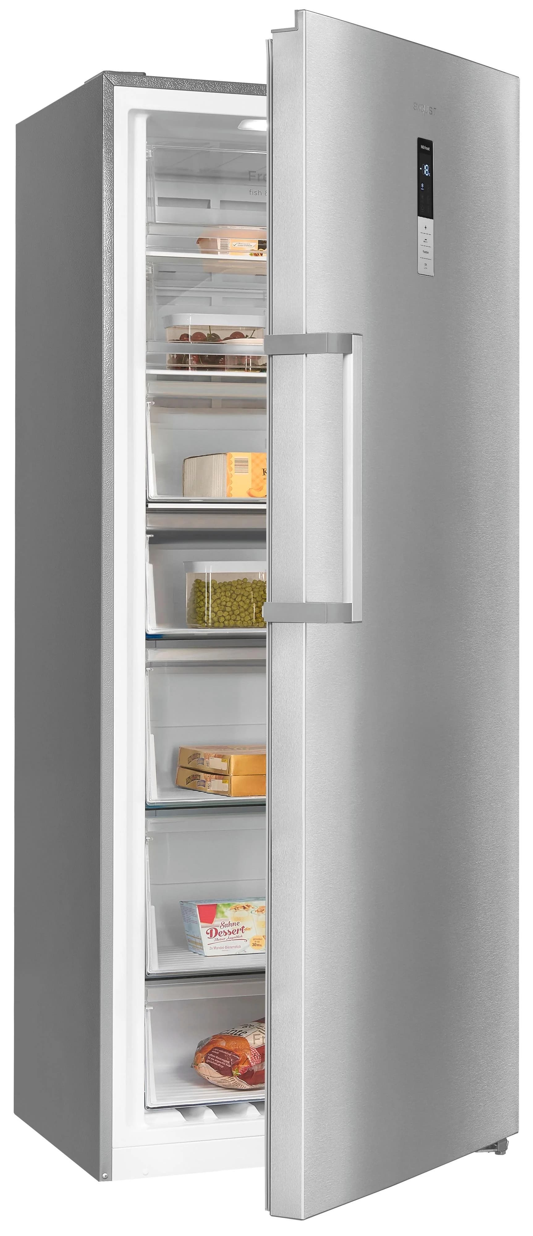 EXQUISIT Gefrierschrank GS380-NF-H-050D Silber No-Frost