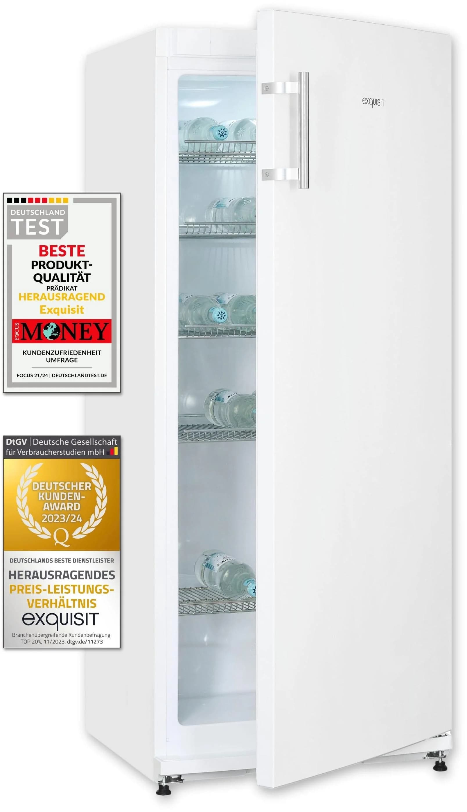 EXQUISIT Getränkekühlschrank GKS29-V-H-280E Weiß 254L LED-Innenbeleuchtung
