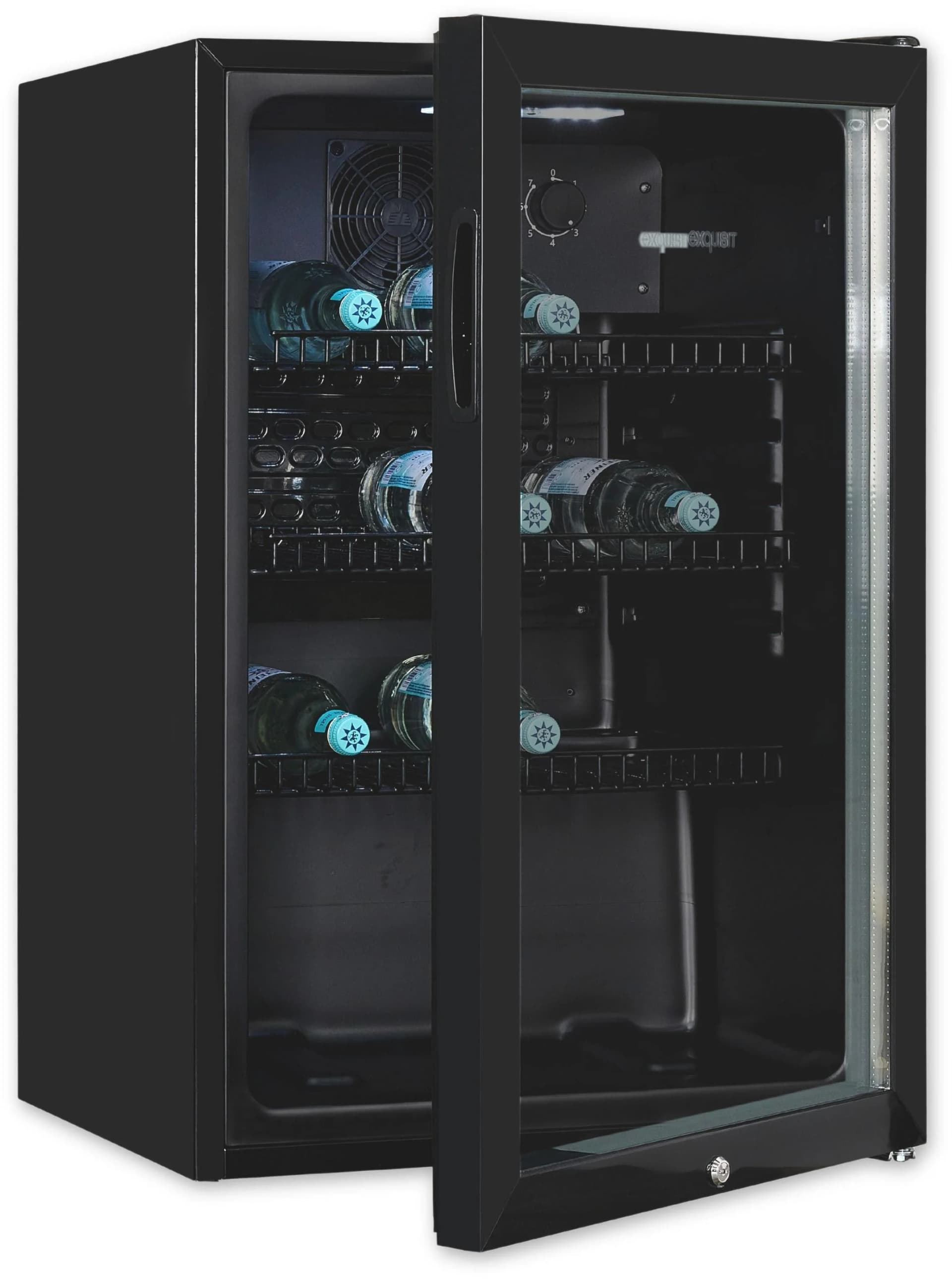 EXQUISIT Getränkekühlschrank GKS120-GT-160C Schwarz Umluftkühlung