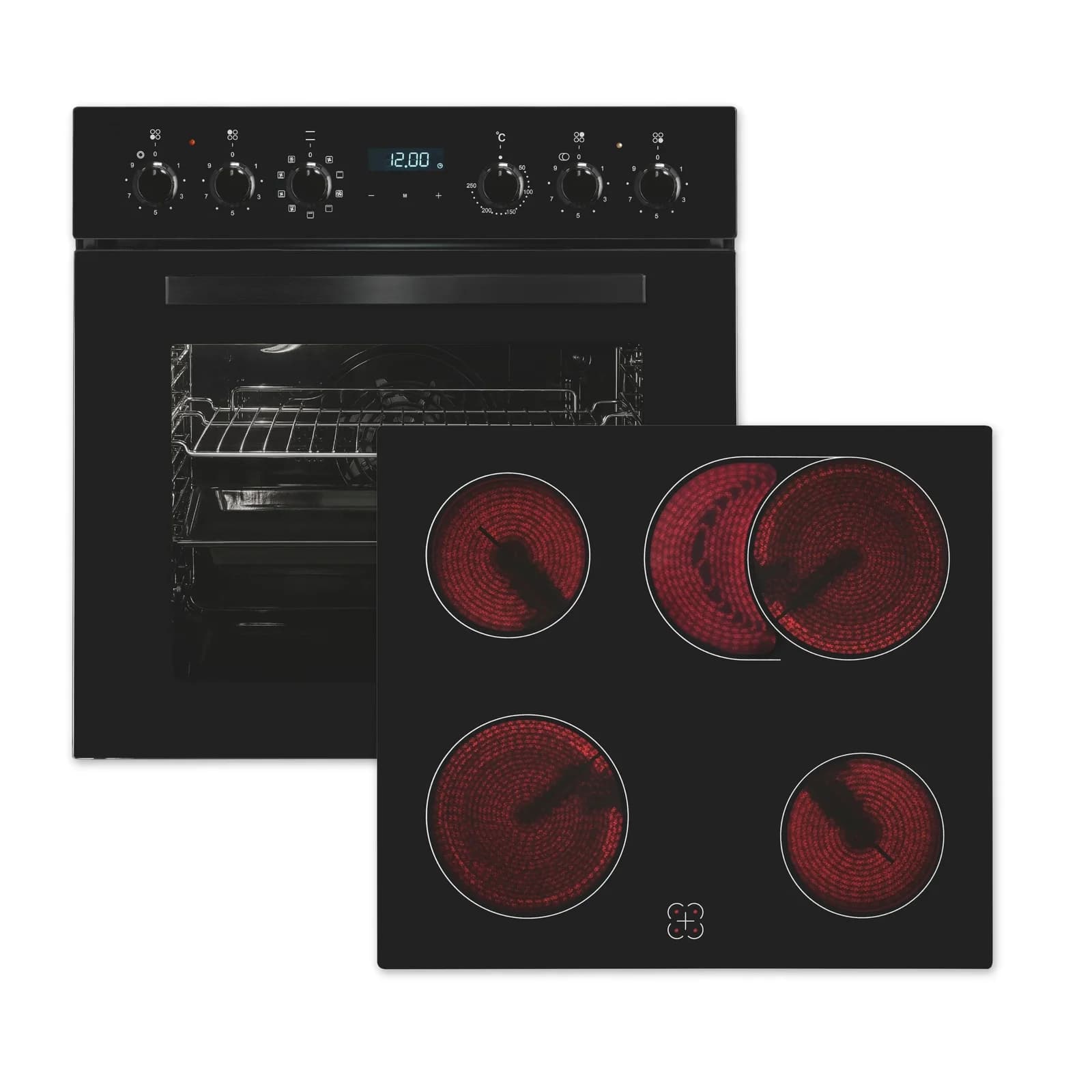 EXQUISIT Elektro-Herd-Set EHE285-HBZ-020schwarz Schwarz