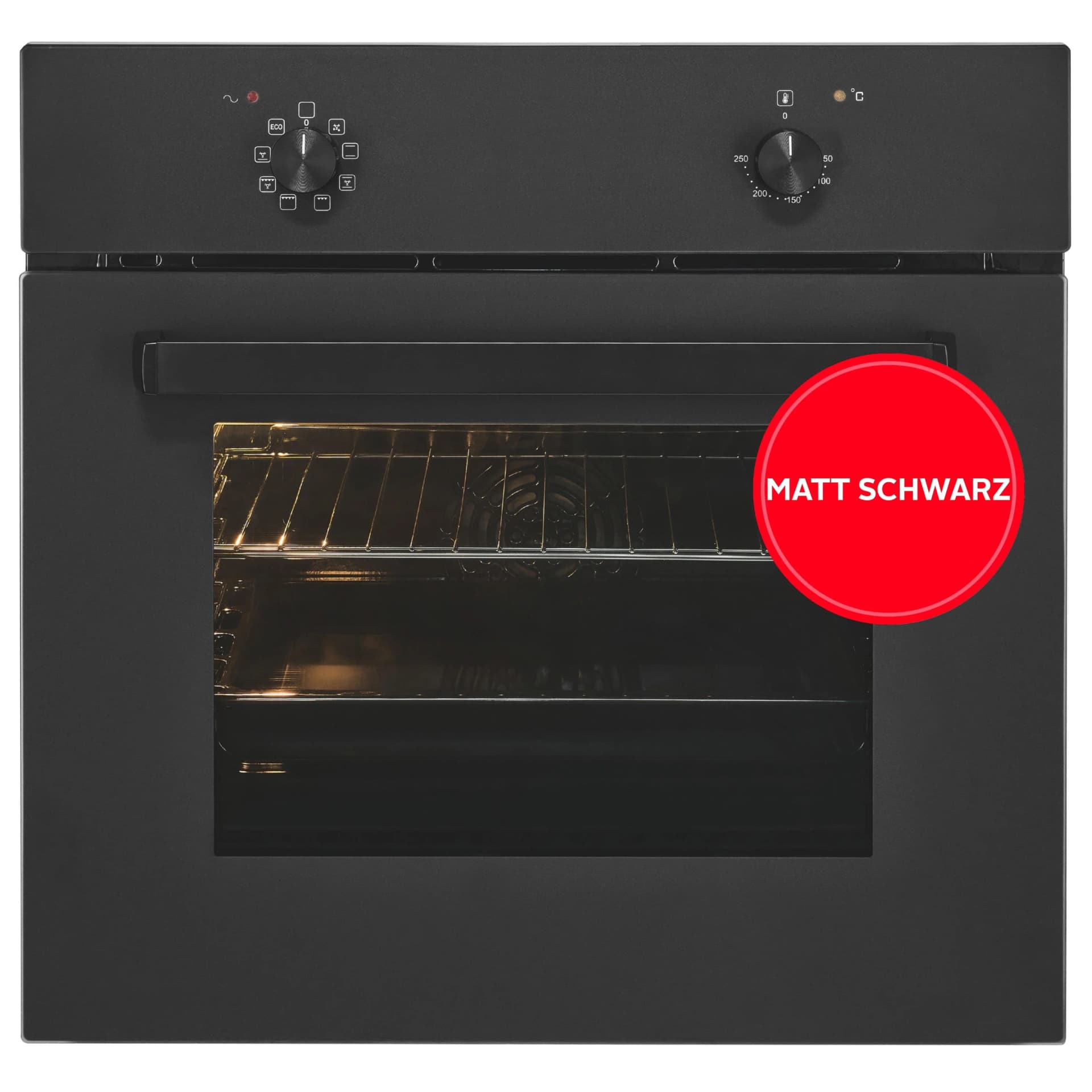 EXQUISIT Einbaubackofen EBE367-U-120 Mattschwarz 67 Liter