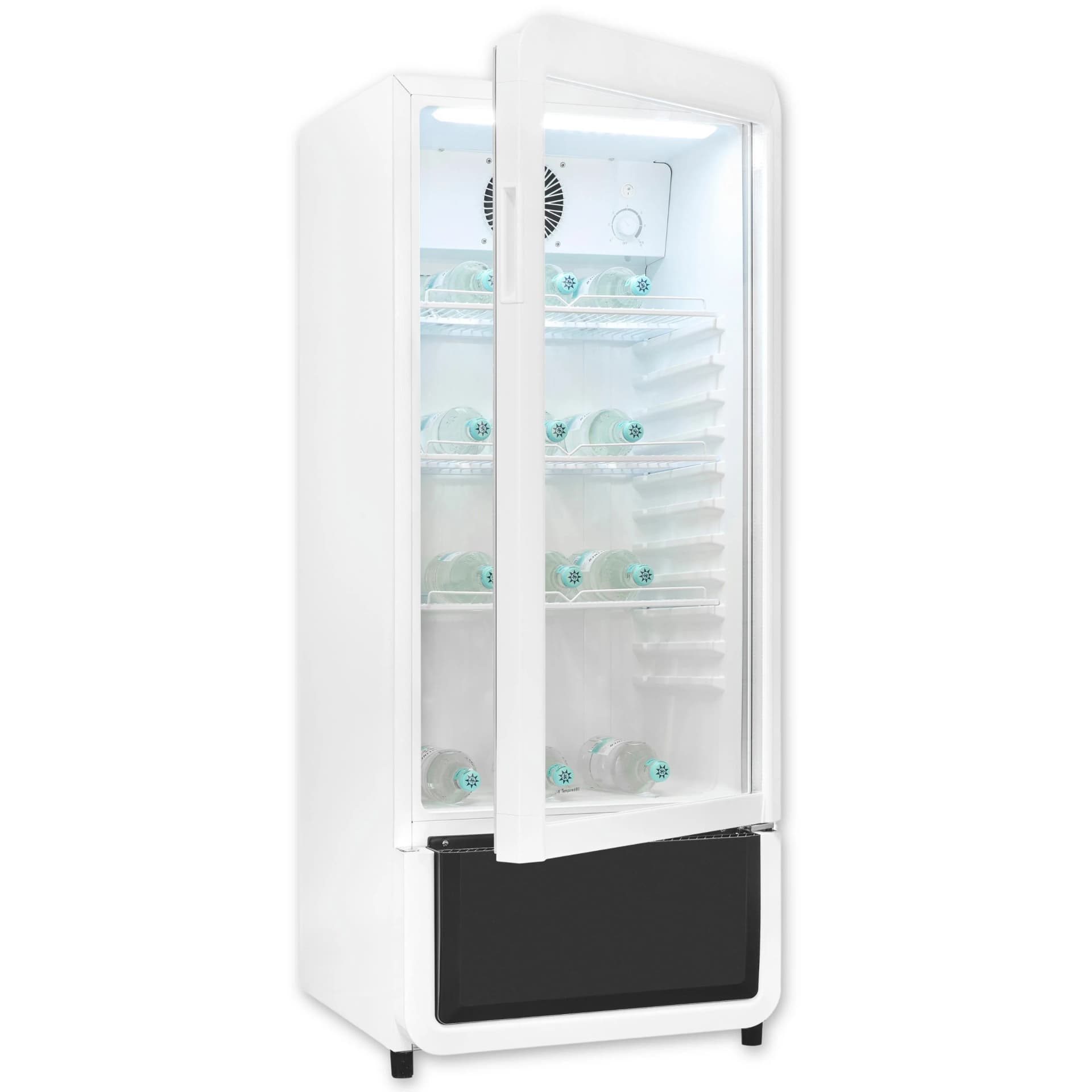 EXQUISIT Getränkekühlschrank GKS180-GT-431D Weiß Glastür Umluft