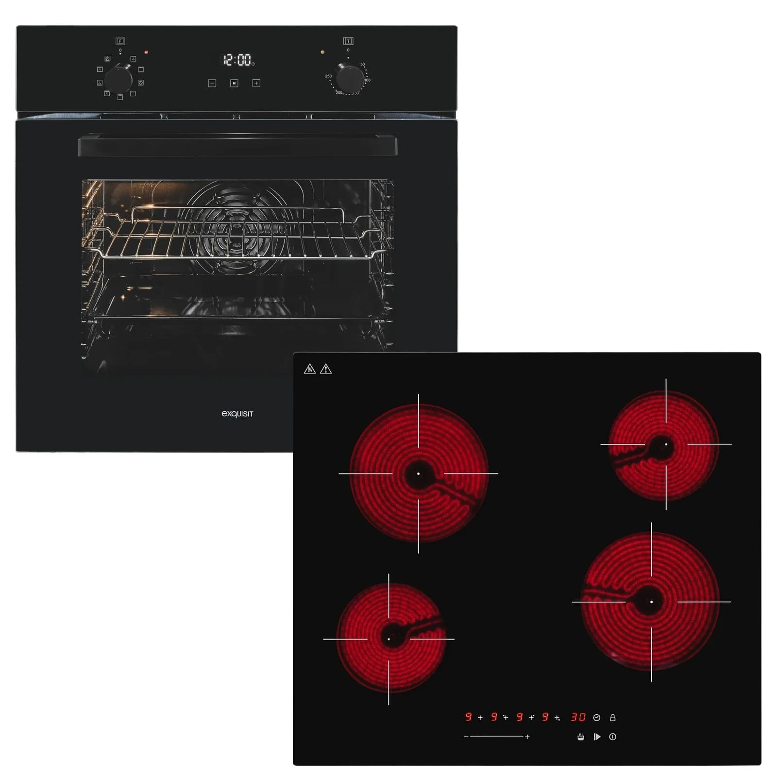 EXQUISIT Backofen-Set BAKO KomfortPlus Schwarz Multifunktion