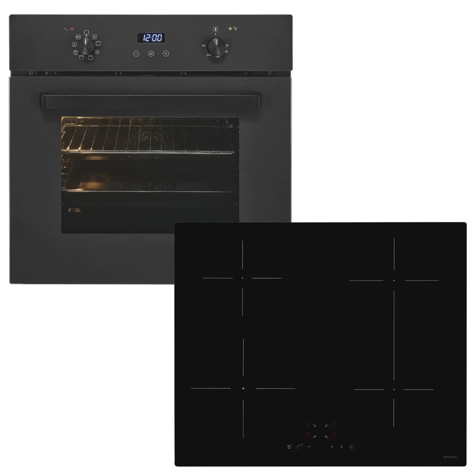 EXQUISIT Backofen-Set BAKO KomfortPlus-In Mattschwarz Energieeffizienz A