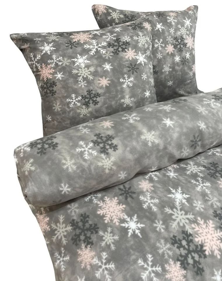 Leonado Vicenti Bettwäsche Winter Grau Thermofleece 2-teilig Schneeflocken - Bild 3