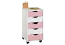 IDIMEX Rollcontainer LAGOS Massivholz 5 Schubladen Weiß/Rosa Bild 2
